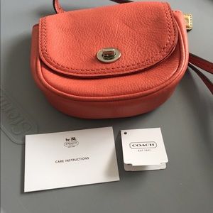 New authentic coach mini crossbody dark salmon